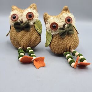 Plush Owl Shelf Sitter Decoration Set Of 2